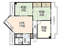 スワビル 4階3LDKの間取り