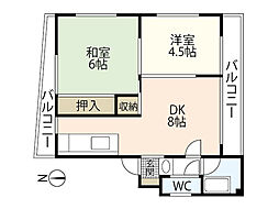 山田ビル 2DKの間取図画像