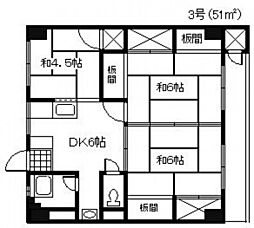 藤本ビル 4階3DKの間取り