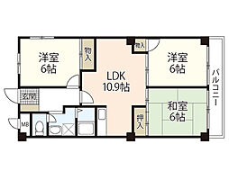 Ｆ・Ｆハイム 4階3LDKの間取り