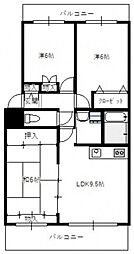 ハイネス八幡 3階3DKの間取り