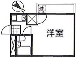 サンライズ三宅　B棟 1階ワンルームの間取り