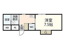 FS BLDG 2階1Kの間取り