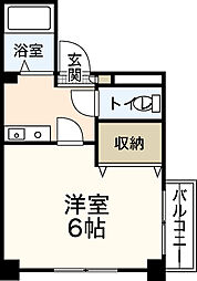 ステップワン 4階1Kの間取り