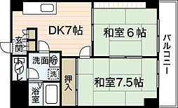 八幡ビル 5階2DKの間取り