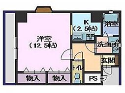 プティ：リビエールII番館 4階1Kの間取り