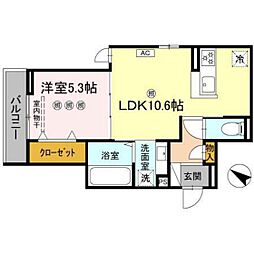 campanella江波二本松 3階1LDKの間取り