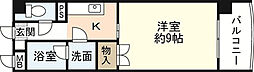 ラフィネ十日市 9階1Kの間取り
