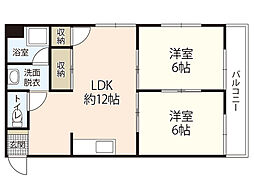 中元ビル 2LDKの間取図画像