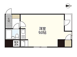 サンピア平和公園 2階ワンルームの間取り
