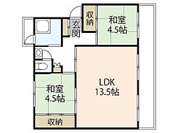 MHポート 4階2DKの間取り