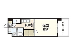 ロアール南竹屋 8階1Kの間取り