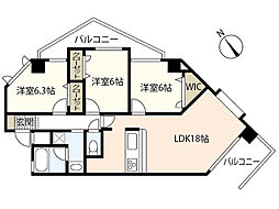シャングリラII 4階3LDKの間取り
