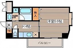 ロイヤルメゾンコウシン 3階1Kの間取り
