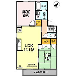 パークメゾン　Ｂ棟 2階2LDKの間取り