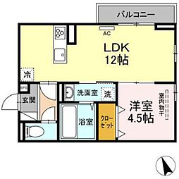 ノクターン　II棟 3階1LDKの間取り