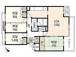 ウェール庚午 3階4LDKの間取り