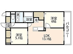 コレッソ・ｍ 2階2LDKの間取り