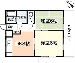 コーポ梶岡 4階2DKの間取り