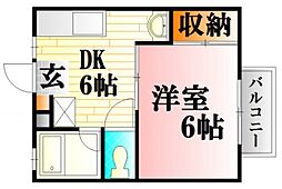 フローレンス二番館 1Kの間取図画像