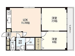 TNコーポ 1階2LDKの間取り