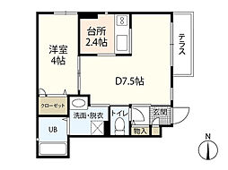 アイム古市 1階1LDKの間取り