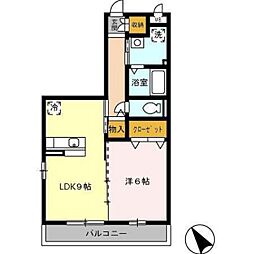 プレミール 2階1LDKの間取り