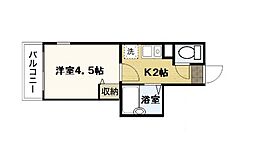 メゾフォルテ大宮 1階1Kの間取り