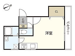 松浦ビル 2階ワンルームの間取り