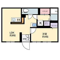 コーポみささ 3階1LDKの間取り