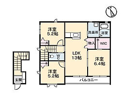 メゾンベール　B棟 2階3LDKの間取り