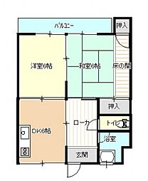 重間ビル 2DKの間取図画像