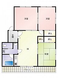 コーポ三宅 2階3DKの間取り