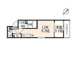 S-MOVE庚午北 3階1LDKの間取り