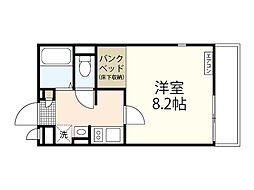 レオネクストファンシー 2階1Kの間取り