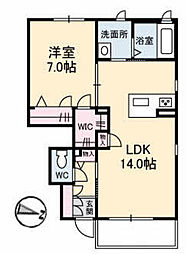 サリアンコート川田 1階1LDKの間取り
