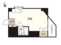 デュウオコート西平塚 2階ワンルームの間取り