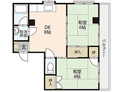 コーポ岡 2階2LDKの間取り