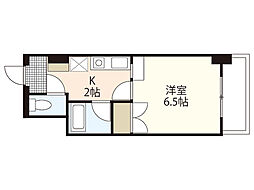 スカイNフルタ 4階1Kの間取り
