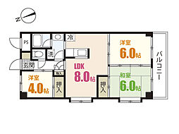 前田ハイツ2 3LDKの間取図画像