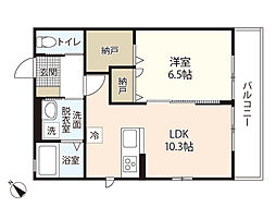 サンハイムII 2階1LDKの間取り