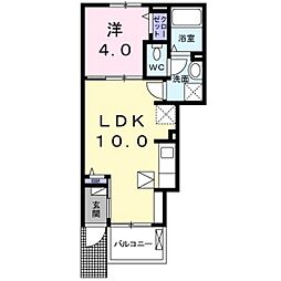 グレィス　ヴィラ　観音II 1階1LDKの間取り
