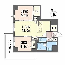 ラヴェール横川 2階2LDKの間取り