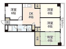 リバーサイド観音 4DKの間取図画像