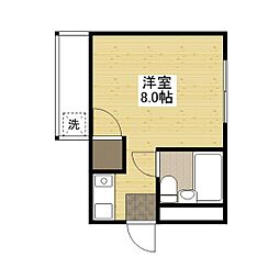 サンライズ三宅2B ワンルームの間取図画像