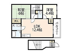 ビレッジ住岡B 2LDKの間取図画像