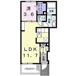 リバーフロント山手2 1LDKの間取図画像