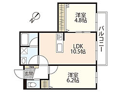 カネモトハウス 2LDKの間取図画像