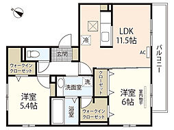 ココハウス高須壱番館 2LDKの間取図画像
