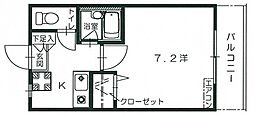 メゾン長束西 1Kの間取図画像